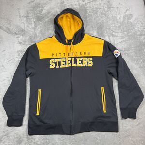 NFL Team Apparel Pittsburgh Steelers Jacket Men’s 2XL Black Yellow Full Zip